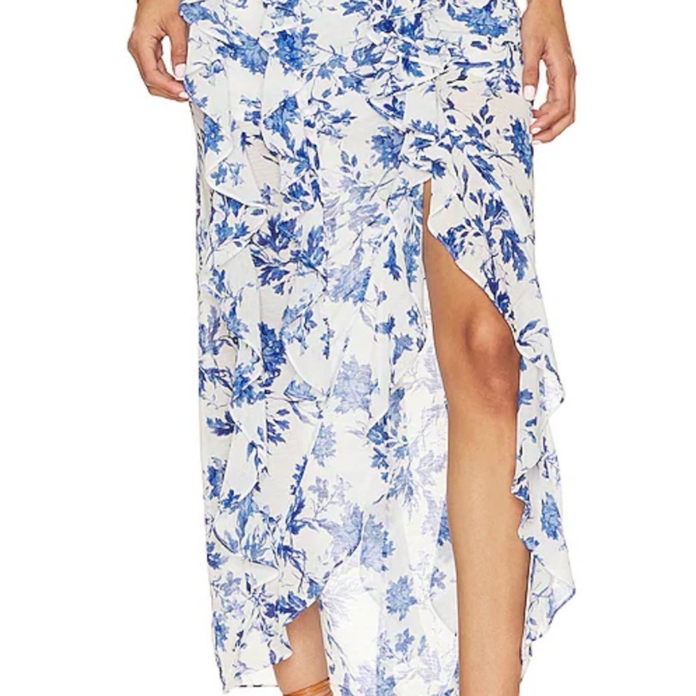 FLOUNCE AROUND MAXI SKIRT IN WHITE COMBO